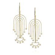 Todd Reed earrings with white brilliant cut diamonds(~.22ct), white princess cut diamonds (~.22ct), and 18k yellow gold